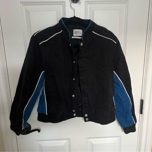 Urban Outfitters bomber motorcycle jacket black and blue